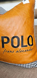 POLO Frans Alexander leather & houndstooth cushion