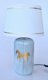 BLUE STRIPE GOLD HORSE WITH GOLD TRIM SHADE