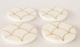 SET OF 4 MARBLE COASTERS WITH BRASS INLAY