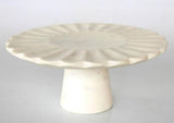 WHITE MARBLE CAKE STAND with scalloped edge